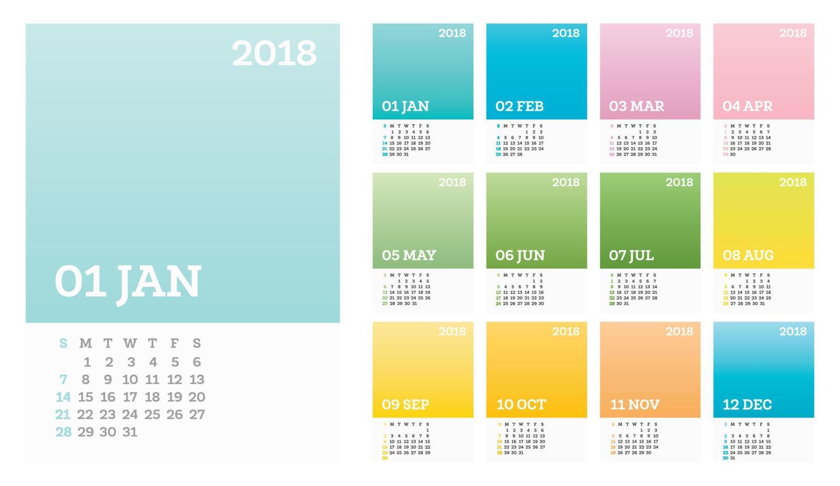 Calendar in Minimalistic Style. vector