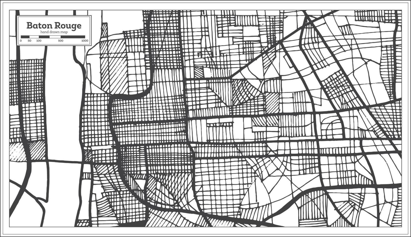 Baton Rouge Louisiana USA City Map in Retro Style. Outline Map. vector