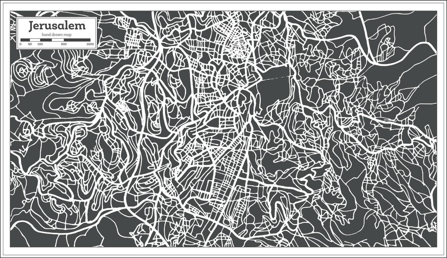 Jerusalem Israel City Map in Retro Style. vector