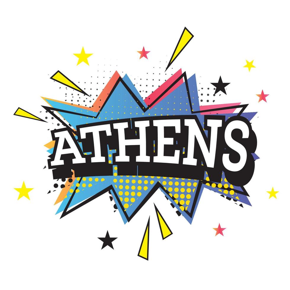 Athens Comic Text in Pop Art Style. vector
