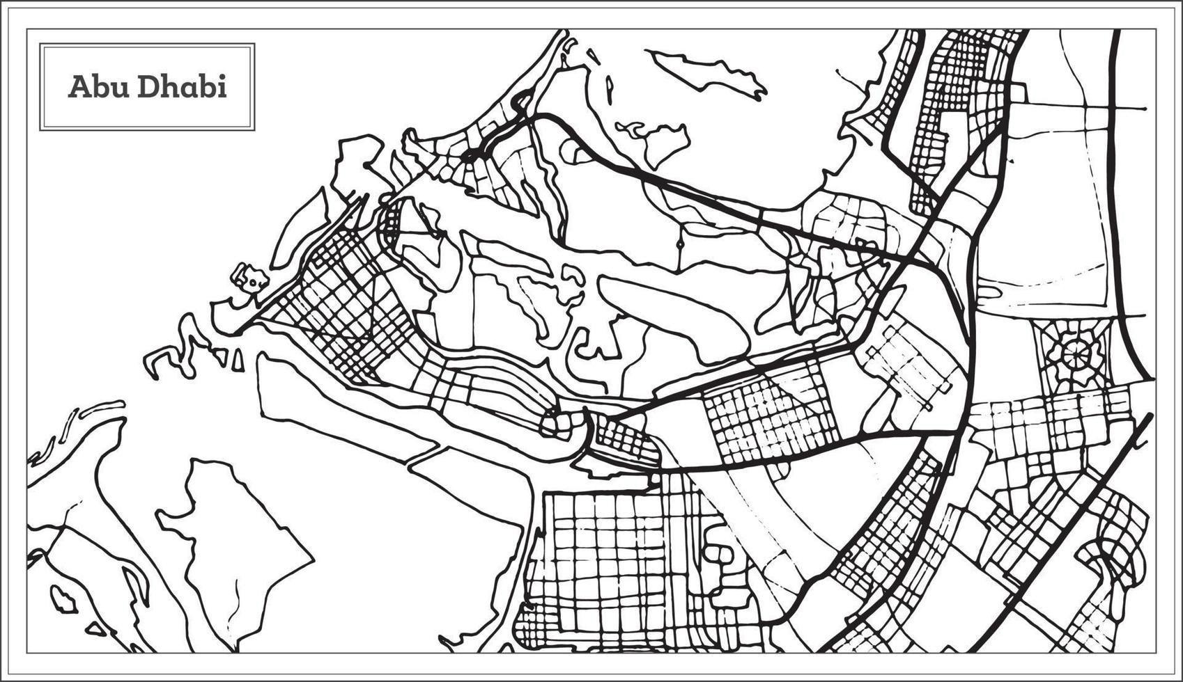 Abu Dhabi UAE Map in Black and White Color. vector