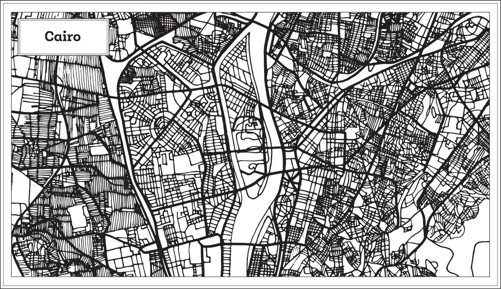 mapa de la ciudad de el cairo egipto en color blanco y negro. vector