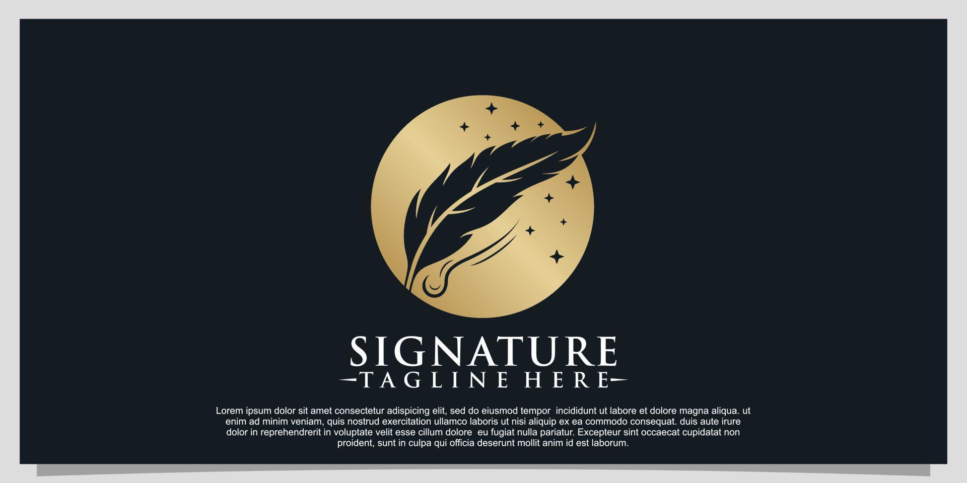 Creative quill signature logo design with minimalist feather ink Premium Vector Part 1