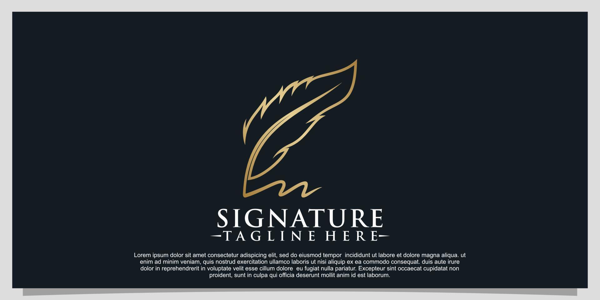 diseño de logotipo de firma de pluma creativa con vector premium de tinta de pluma minimalista parte 2