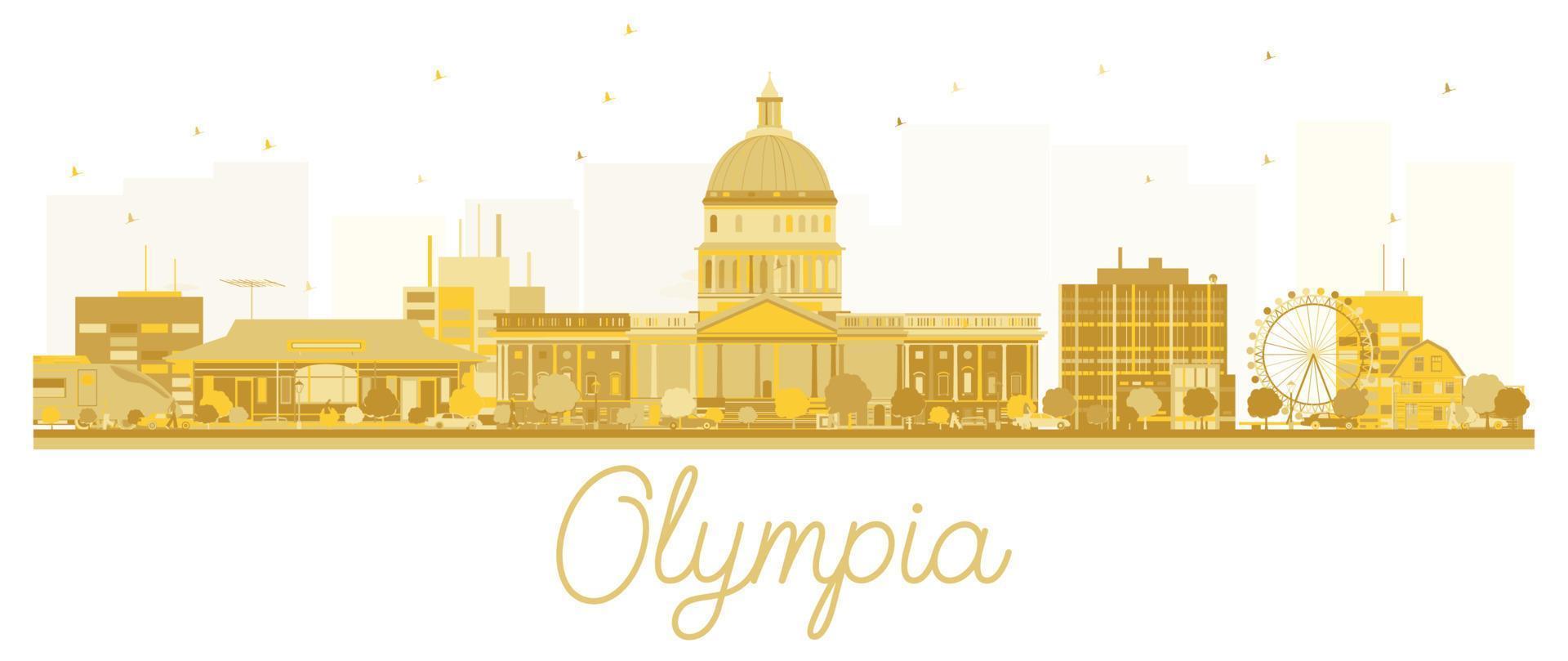 silueta dorada del horizonte de la ciudad de olimpia. vector