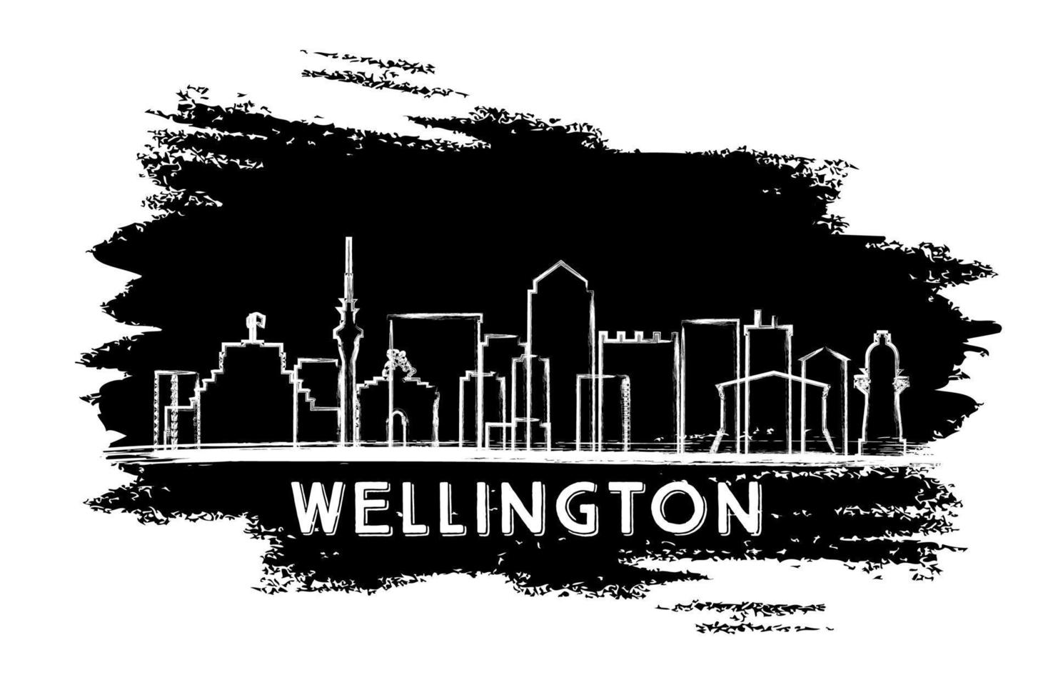 silueta del horizonte de Wellington. boceto dibujado a mano. vector