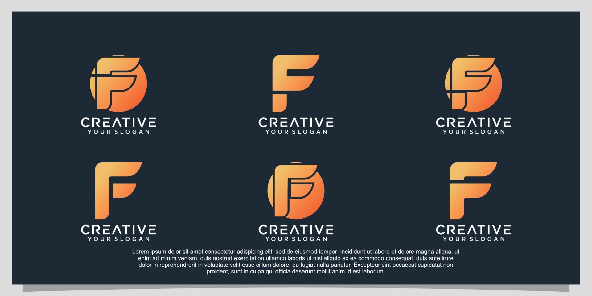 degradado f logo diseño colección concepto único premium vector