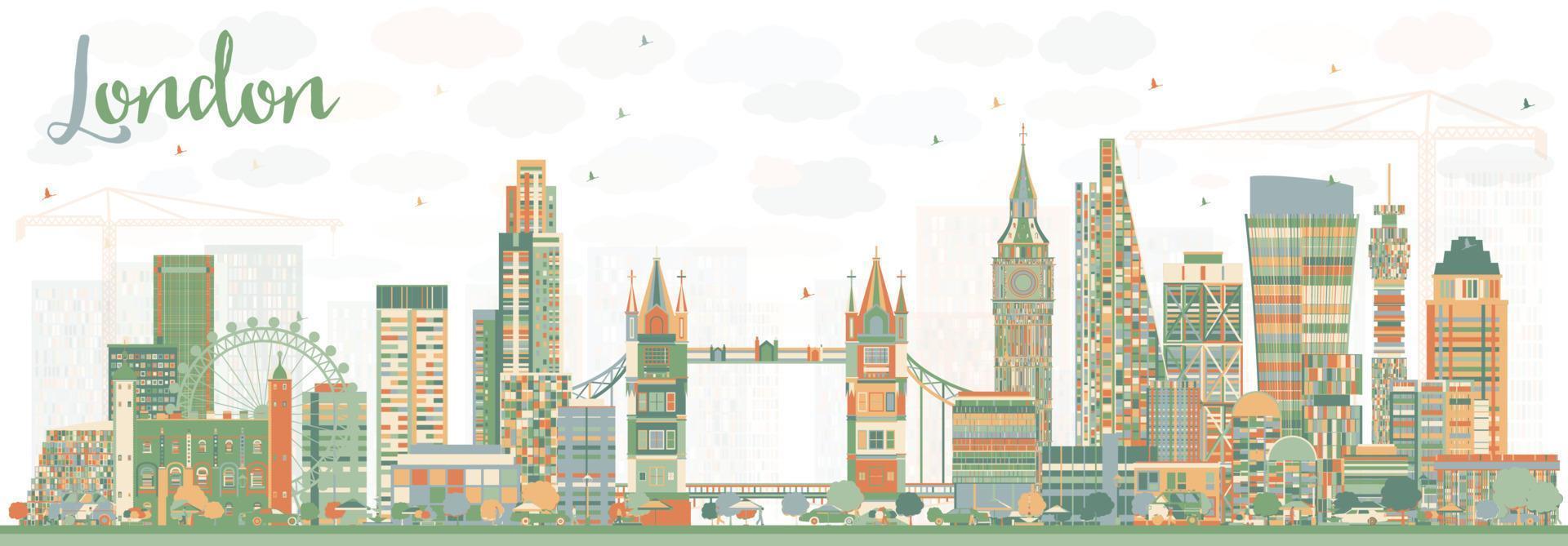 Abstract London Skyline with Color Buildings. vector