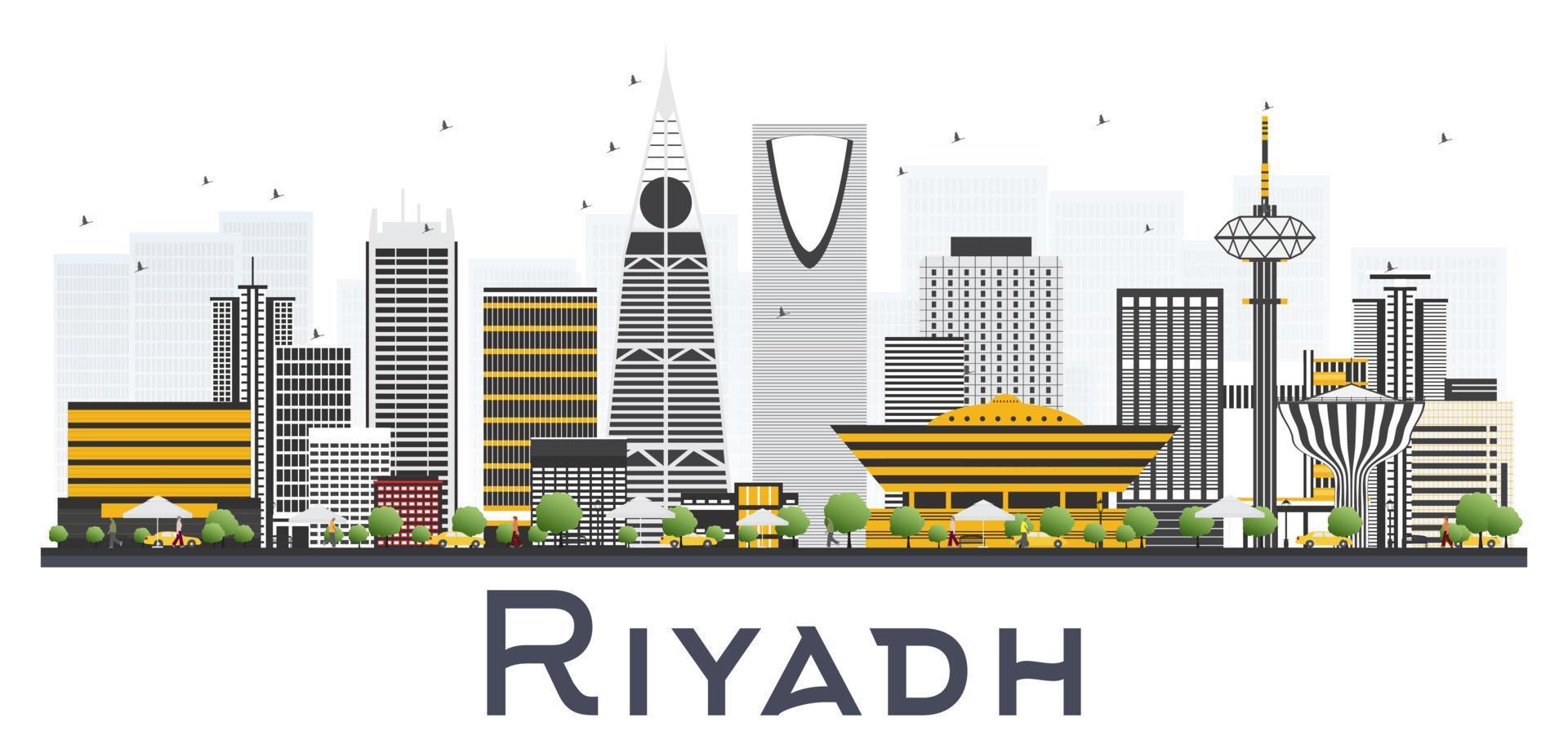 Riyadh Saudi Arabia City Skyline with Gray Buildings Isolated on White Background. vector