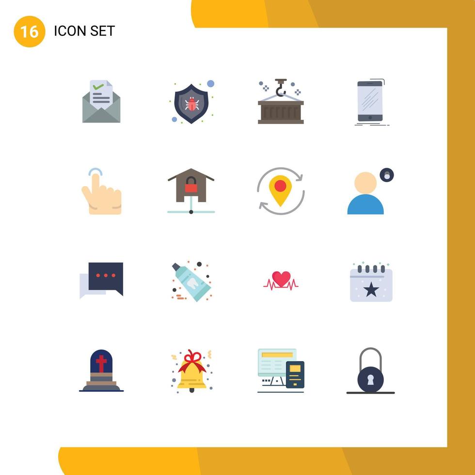Set of 16 Modern UI Icons Symbols Signs for smartphone mobile security device logistic Editable Pack of Creative Vector Design Elements