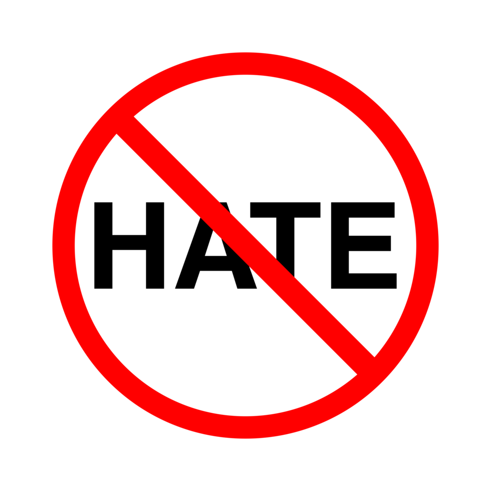 Stop Hate Symbol on Transparent Background png