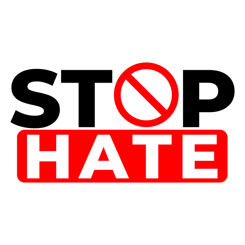 Stop Hate Symbol on Transparent Background png