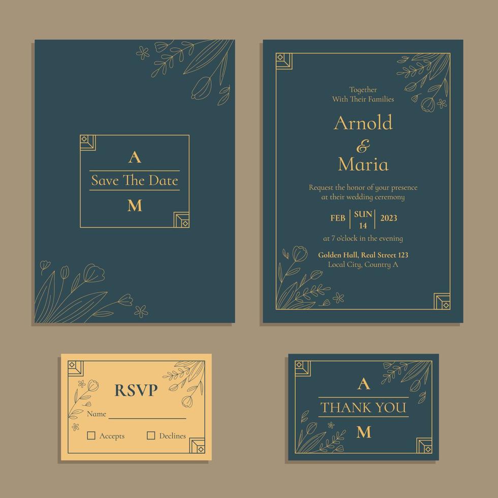 Wedding Invitation with Modern Formal Luxury Style Template vector