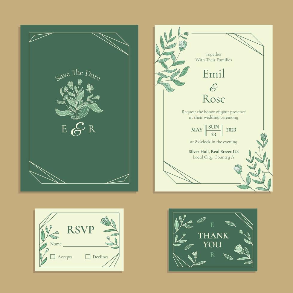 Wedding Invitation Modern Casual Design Template vector