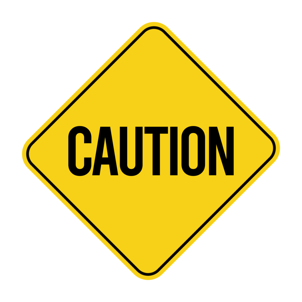 Caution Warning Sign on Transparent Background png