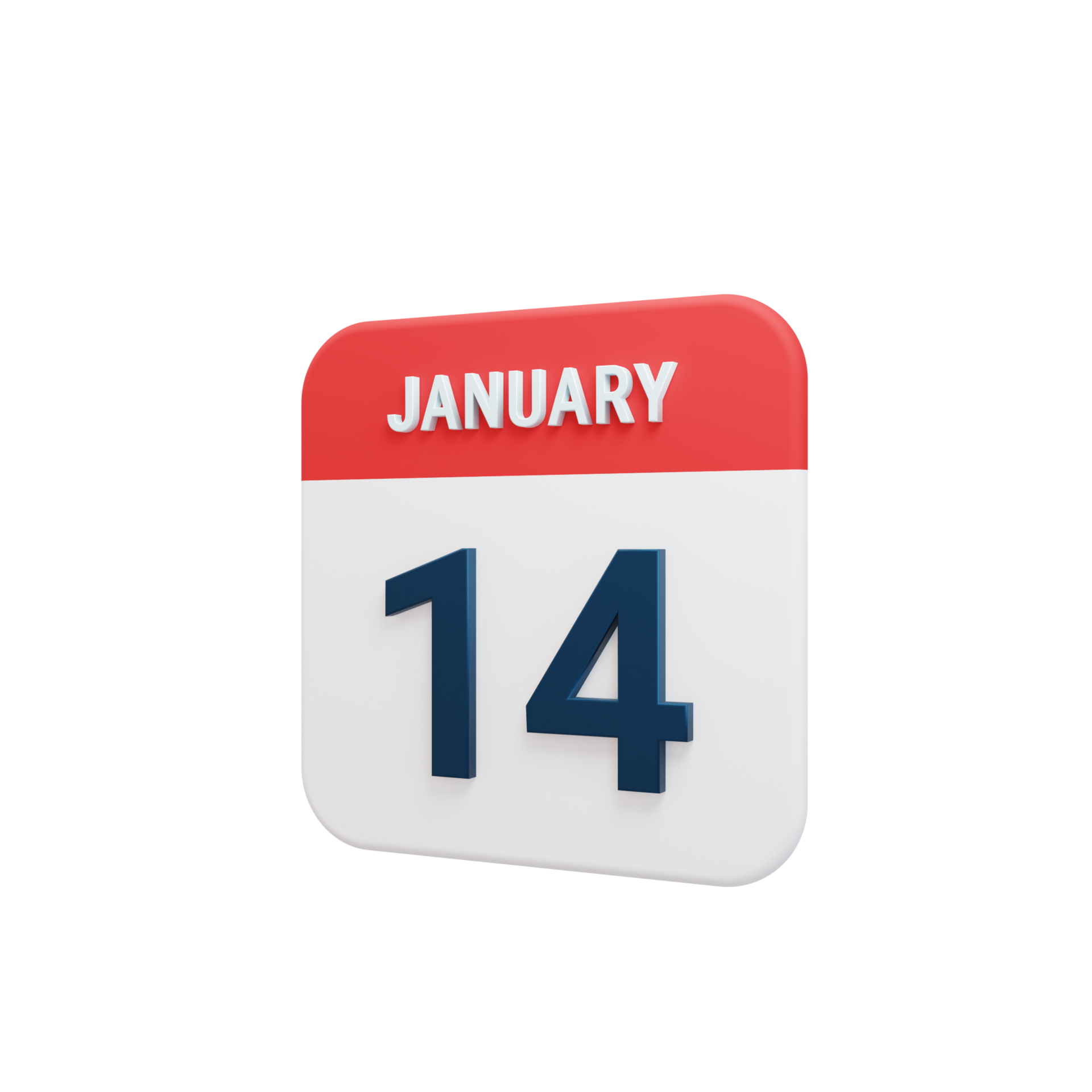 Free January Realistic Calendar Icon 3D Illustration Date January 14