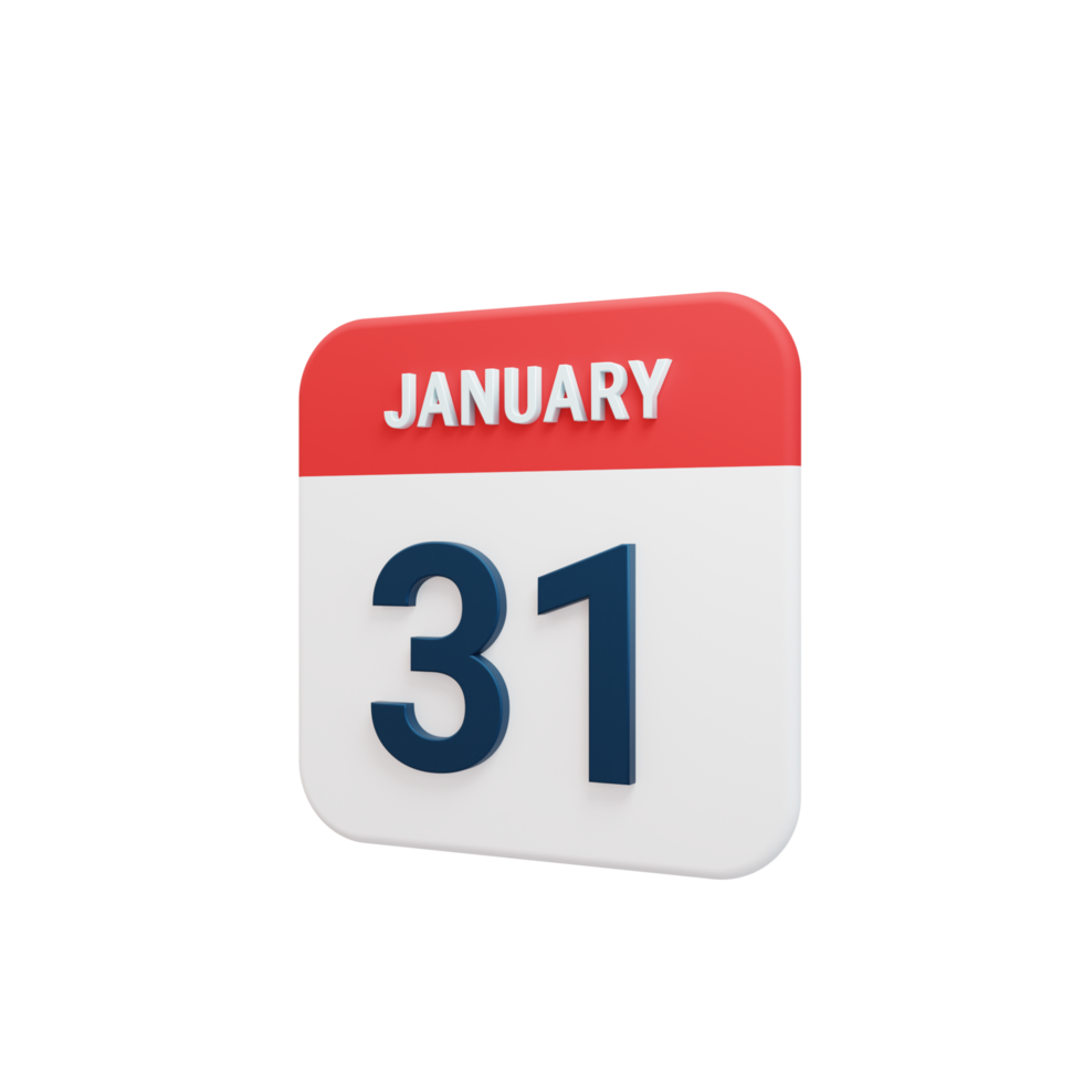 January Realistic Calendar Icon 3D Illustration Date January 31 january-realistic-calendar-icon-3d-illustration-date-january-31