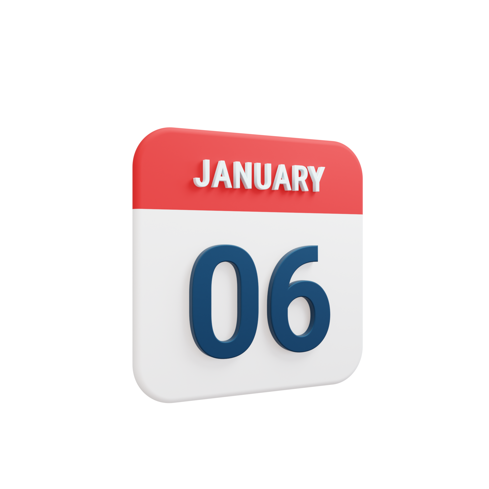 Free January Realistic Calendar Icon 3D Illustration Date January 06