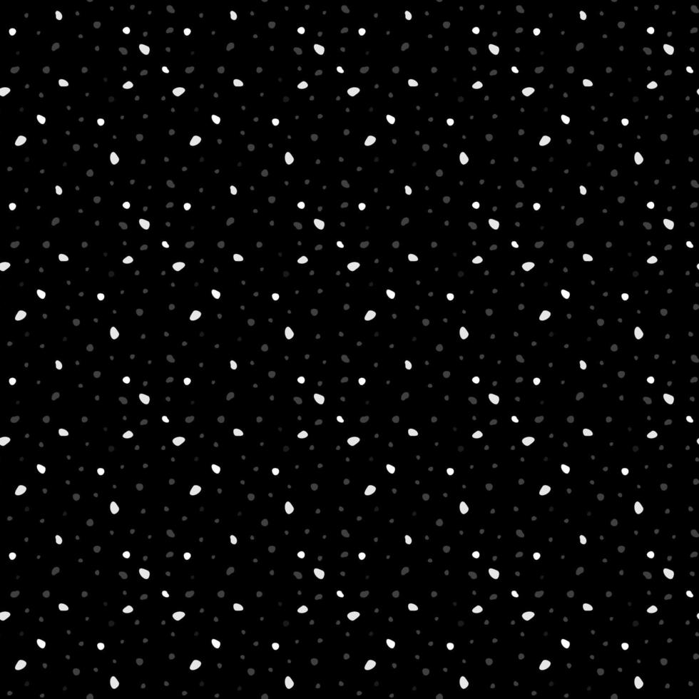 Abstract spotty seamless pattern. Background with asymmetric simple spots. Vector illustration of flying and falling snow. Monochrome texture.