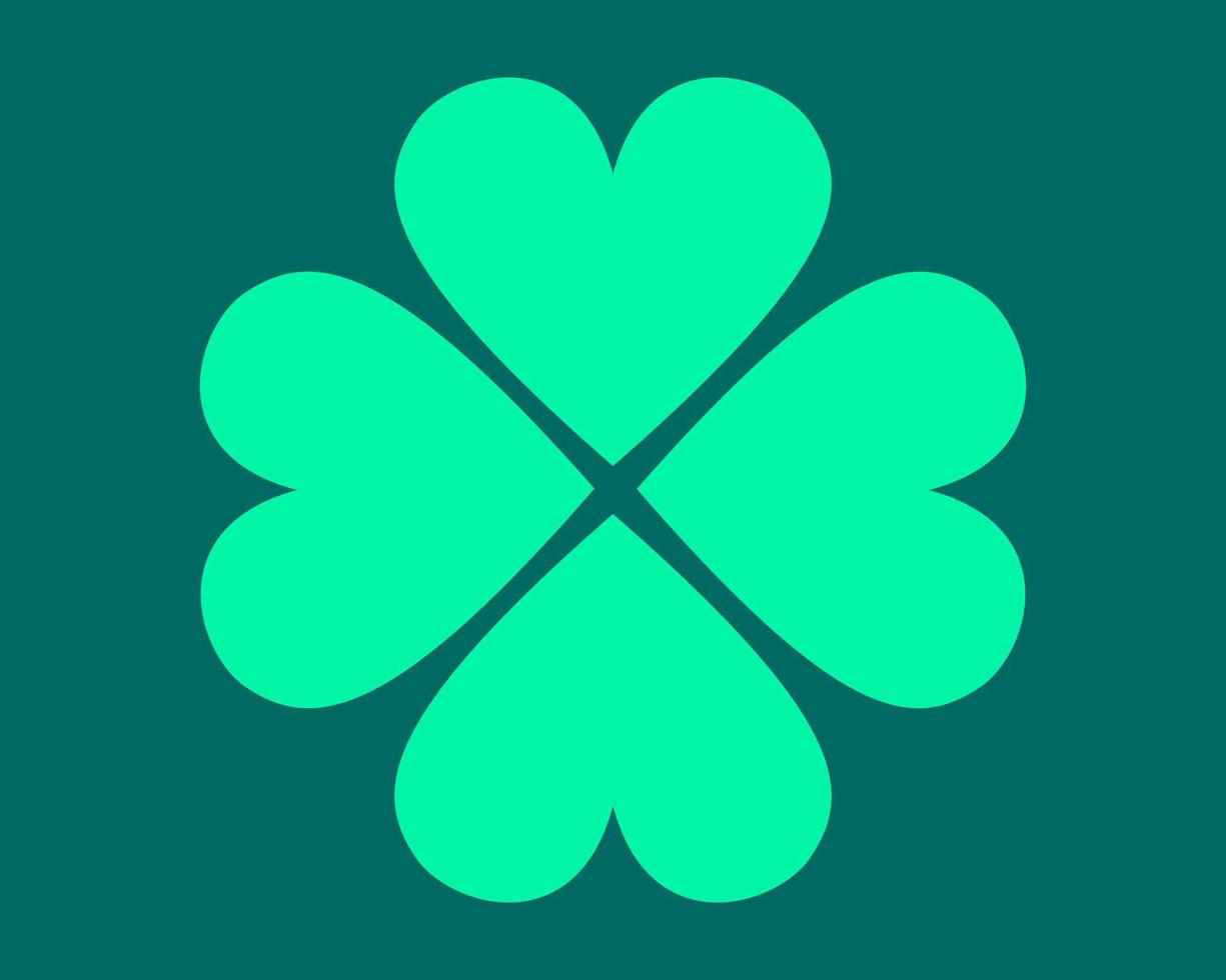 Heart Four Leaf Clover Green vector