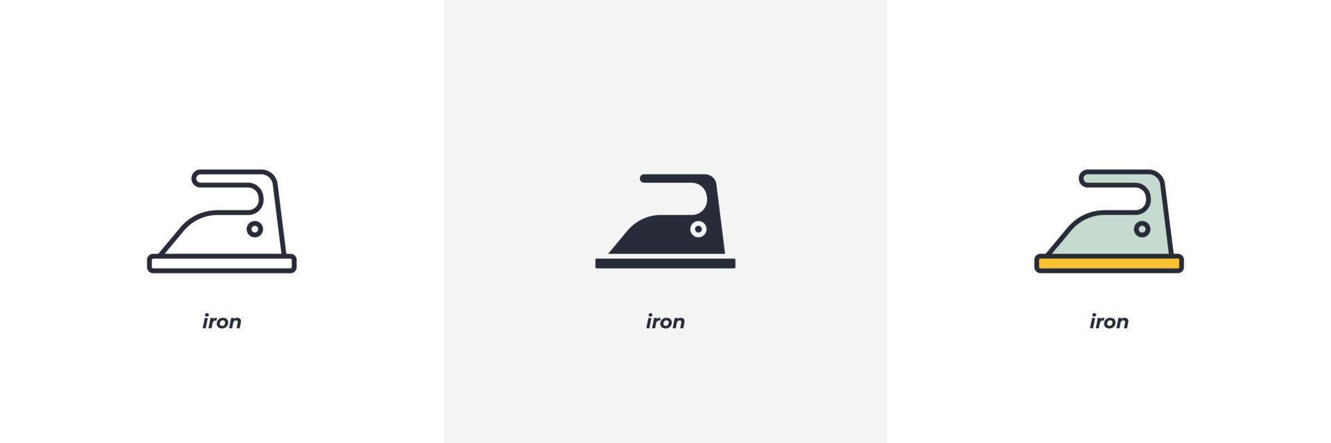 iron icon. Line, solid and filled outline colorful version, outline and filled vector sign. Idea Symbol, logo illustration. Vector graphics