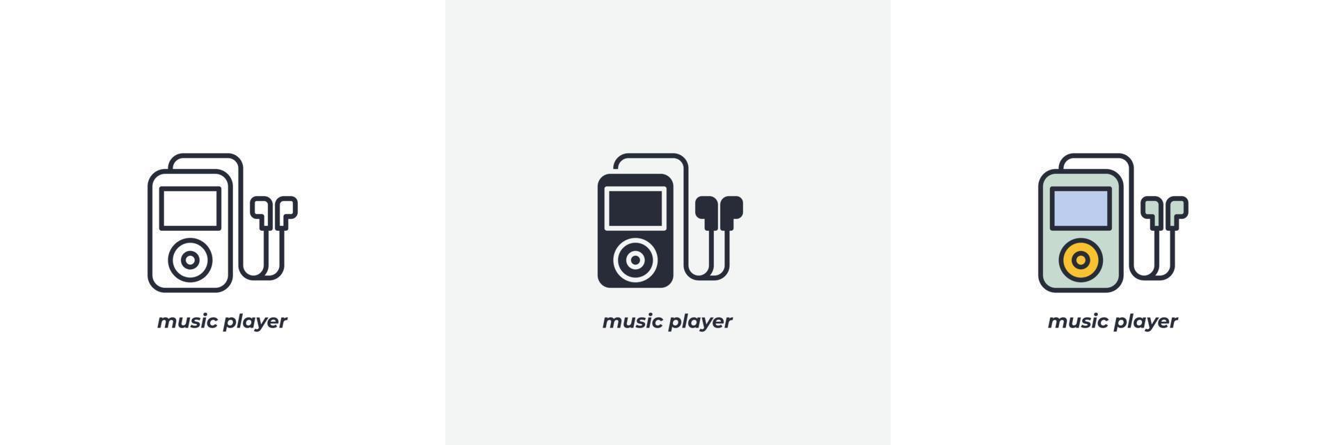 music player icon. Line, solid and filled outline colorful version, outline and filled vector sign. Idea Symbol, logo illustration. Vector graphics