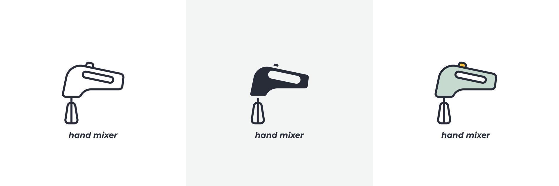 hand mixer icon. Line, solid and filled outline colorful version, outline and filled vector sign. Idea Symbol, logo illustration. Vector graphics