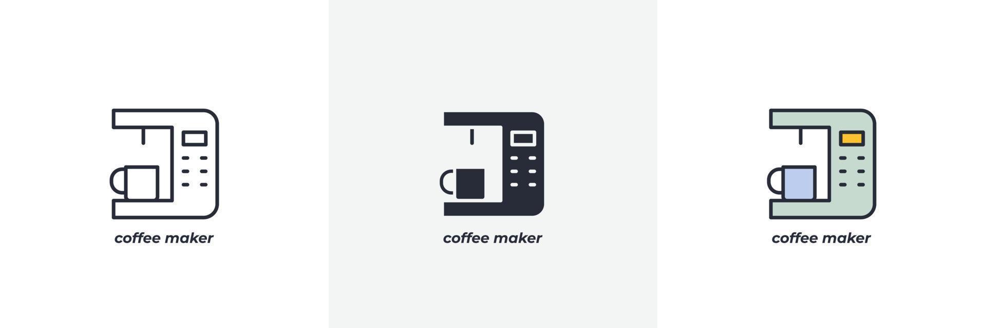 coffee maker icon. Line, solid and filled outline colorful version, outline and filled vector sign. Idea Symbol, logo illustration. Vector graphics