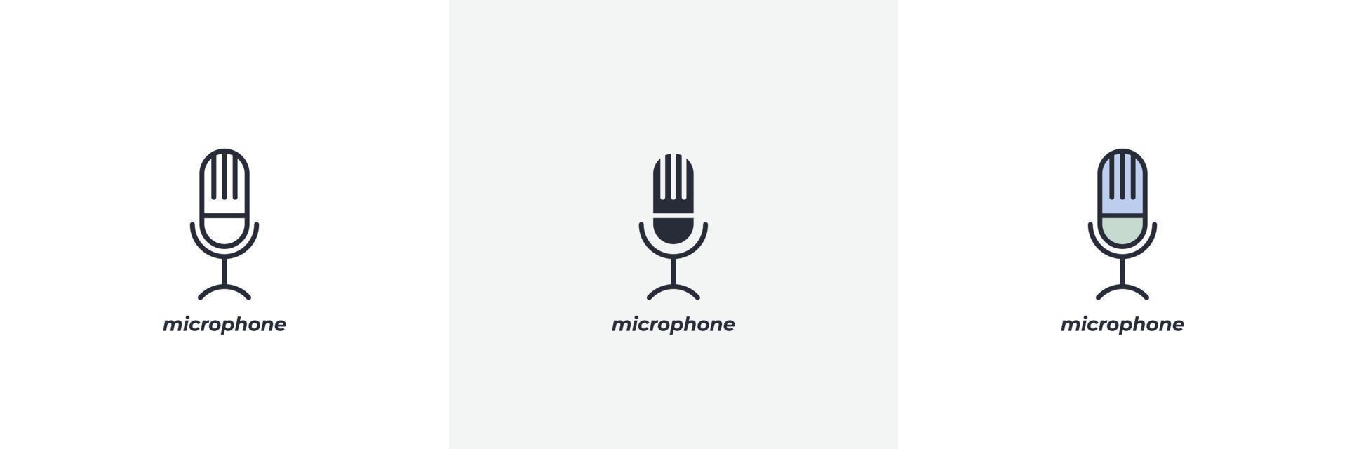 microphone icon. Line, solid and filled outline colorful version, outline and filled vector sign. Idea Symbol, logo illustration. Vector graphics