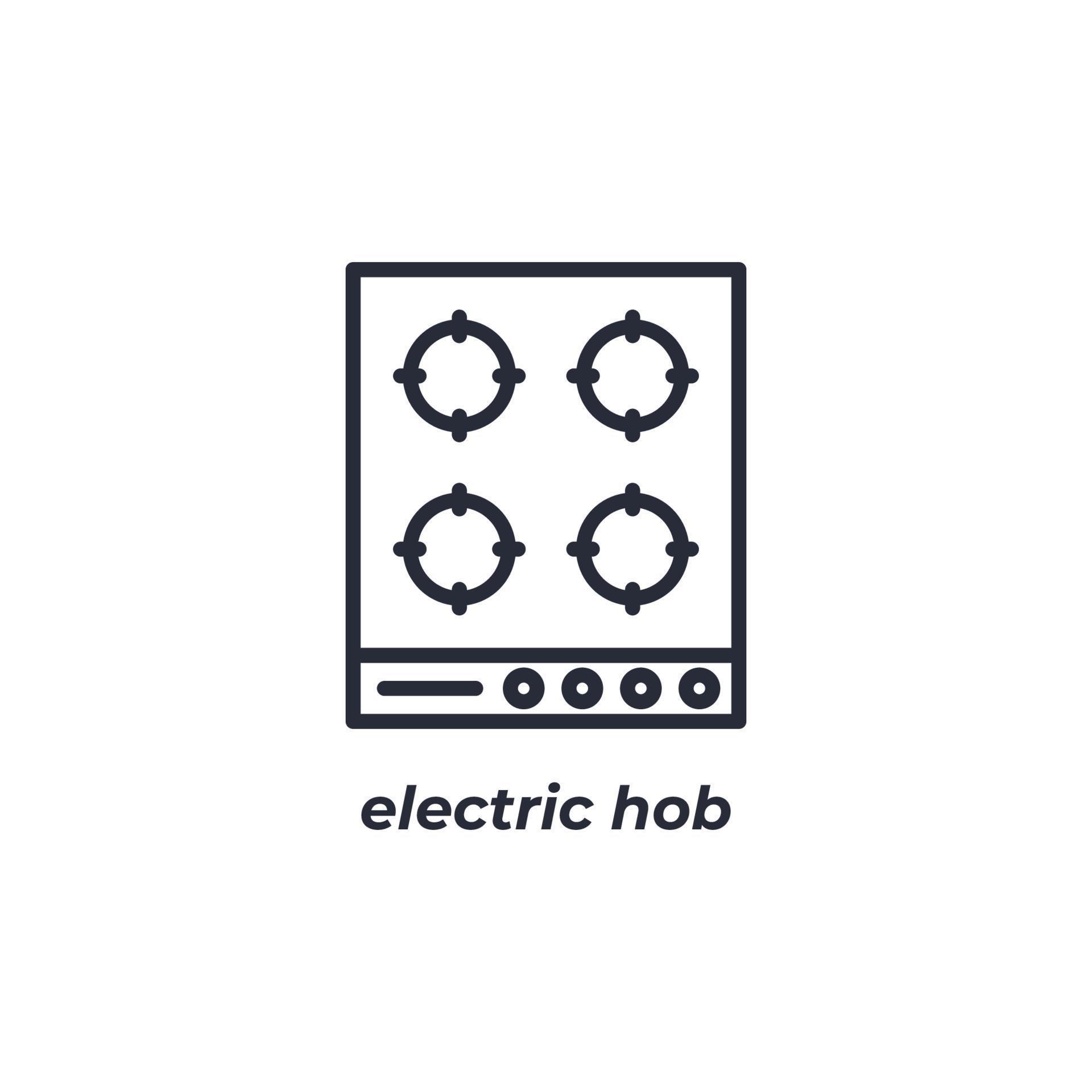 Vector sign electric hob symbol is isolated on a white background. icon