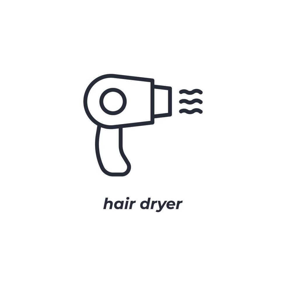 Vector sign hair dryer symbol is isolated on a white background. icon color editable.