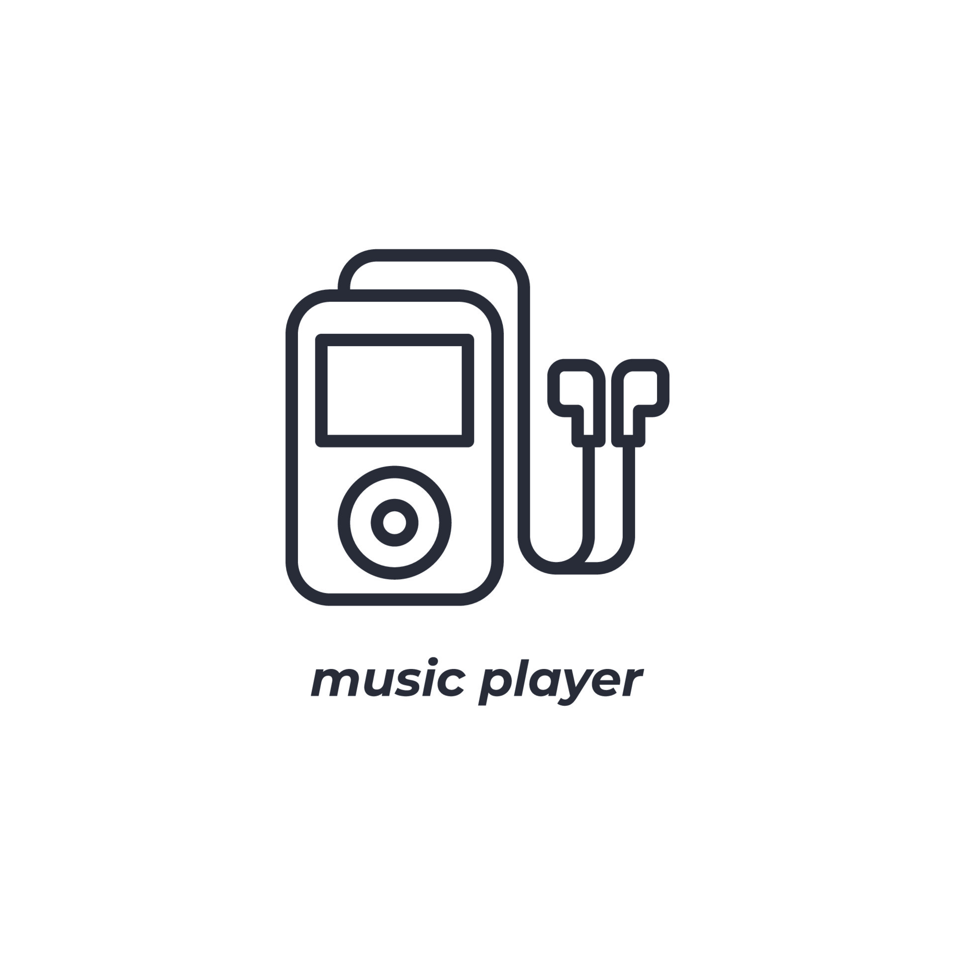 Vector sign music player symbol is isolated on a white background. icon