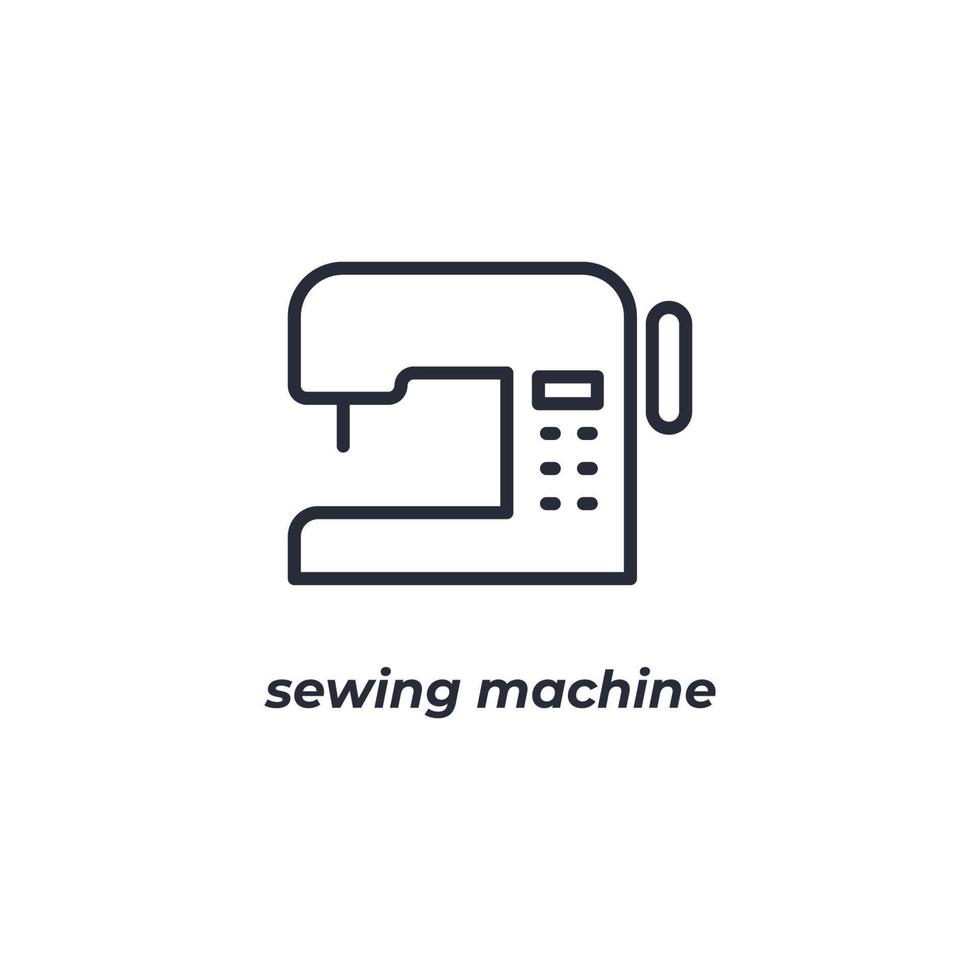 Vector sign sewing machine symbol is isolated on a white background. icon color editable.