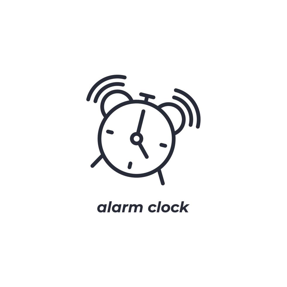 el símbolo del reloj de alarma de signo vectorial está aislado en un fondo blanco. color de icono editable. vector