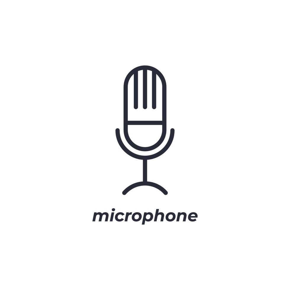 Vector sign microphone symbol is isolated on a white background. icon color editable.