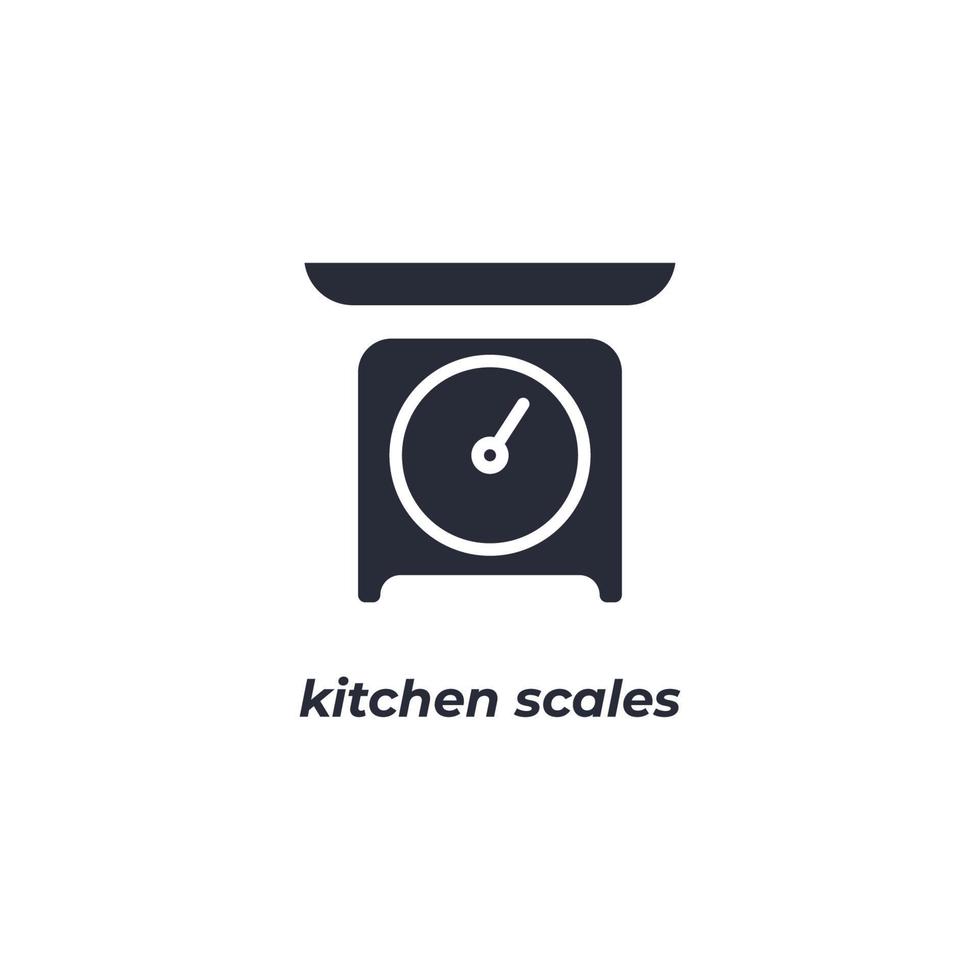 Vector sign kitchen scales symbol is isolated on a white background. icon color editable.