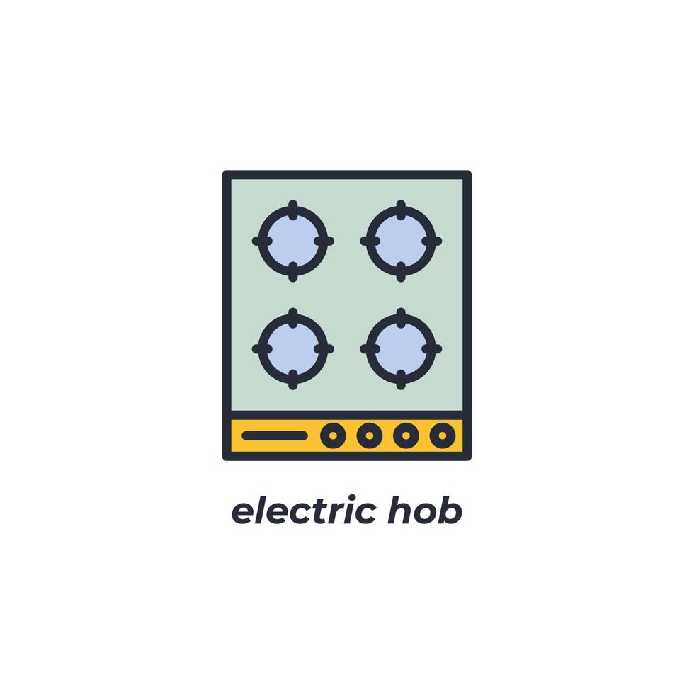 Vector sign electric hob symbol is isolated on a white background. icon color editable.