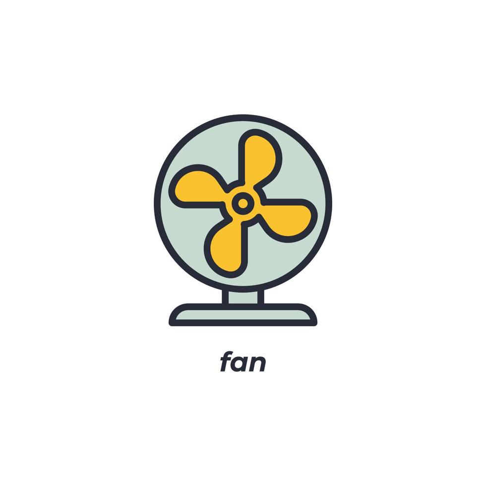 Vector sign fan symbol is isolated on a white background. icon color editable.