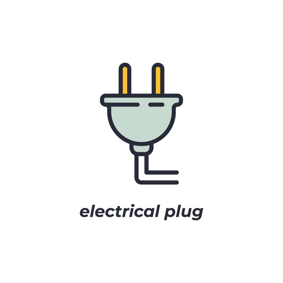 Vector sign electrical plug symbol is isolated on a white background. icon color editable.