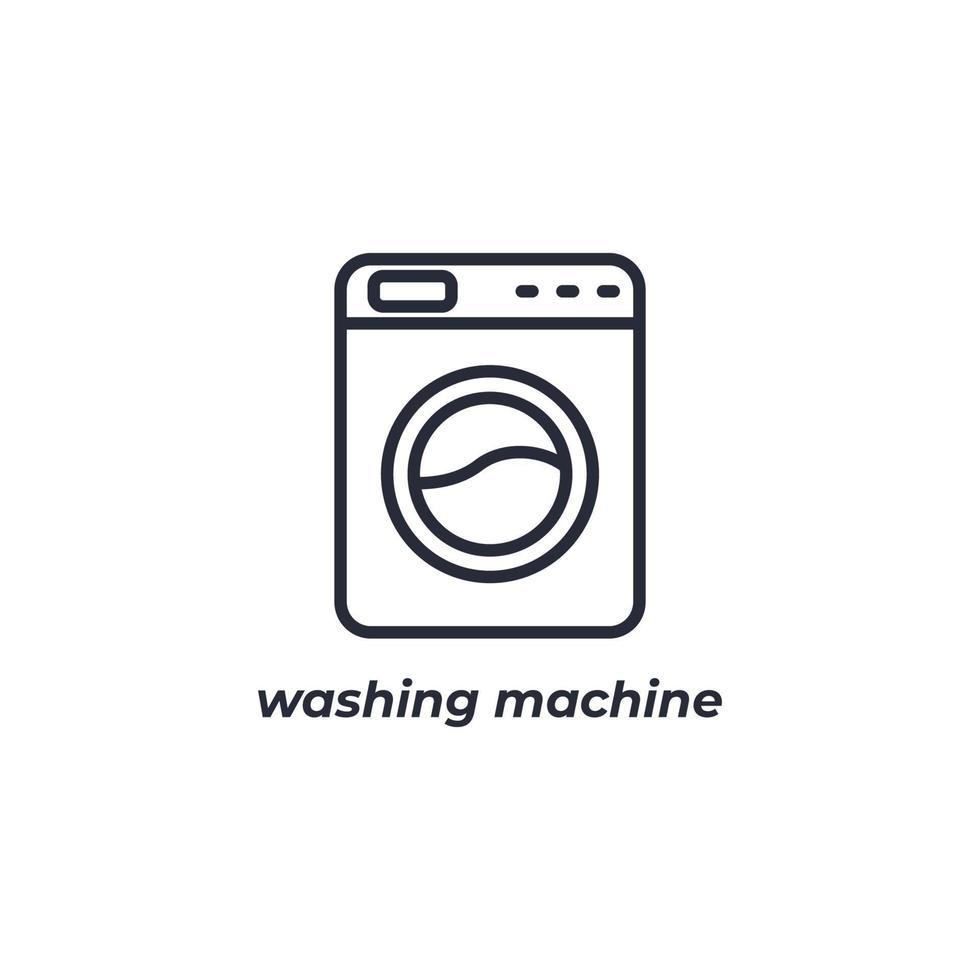 Vector sign washing machine symbol is isolated on a white background. icon color editable.