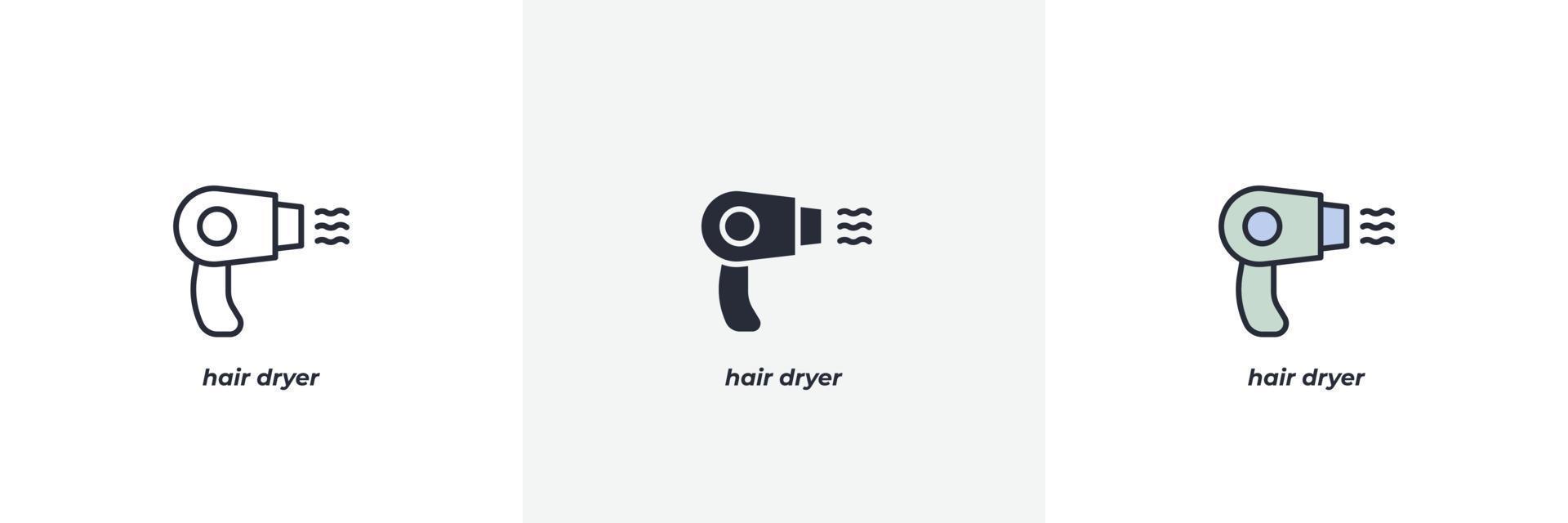 hair dryer icon. Line, solid and filled outline colorful version, outline and filled vector sign. Idea Symbol, logo illustration. Vector graphics