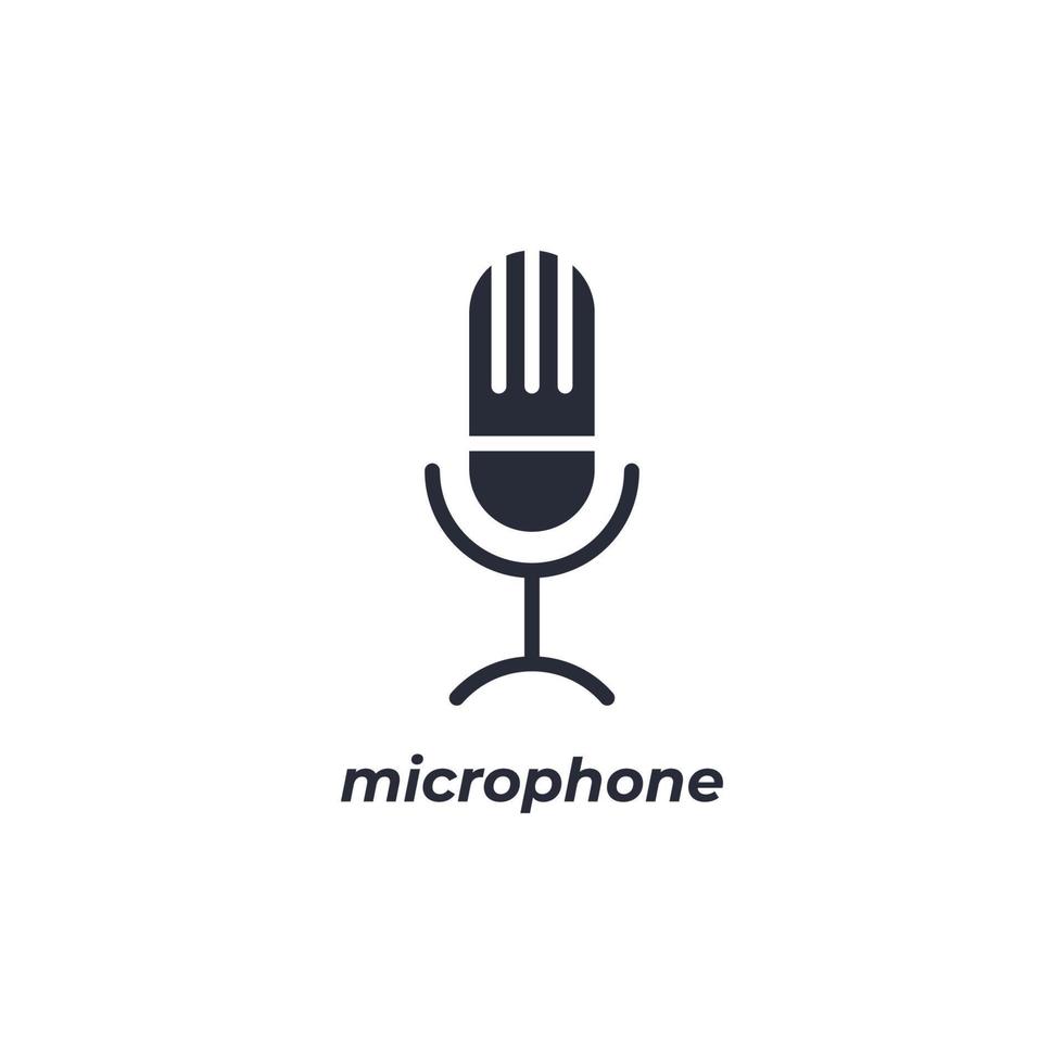 Vector sign microphone symbol is isolated on a white background. icon color editable.