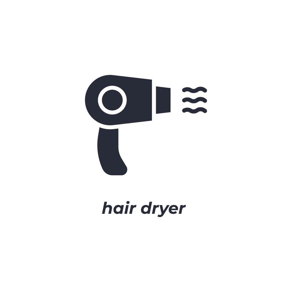 Vector sign hair dryer symbol is isolated on a white background. icon color editable.