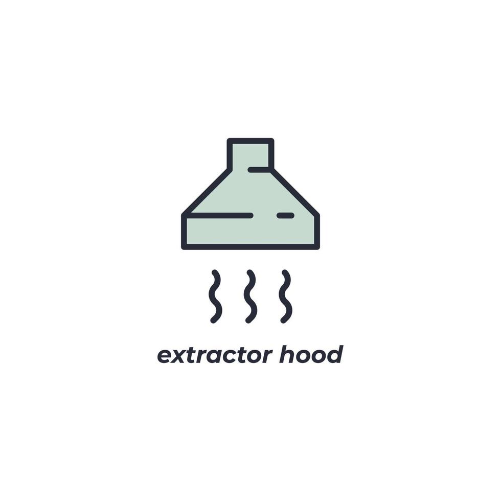 Vector sign extractor hood symbol is isolated on a white background. icon color editable.