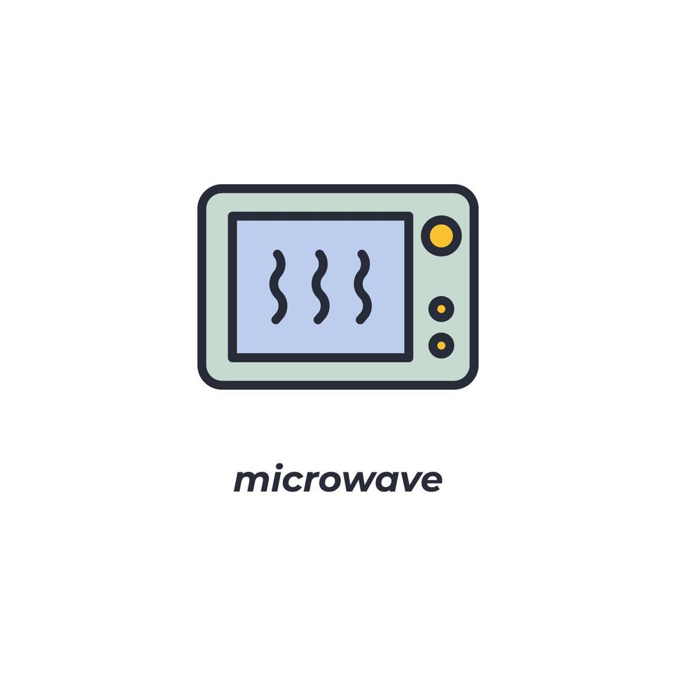 Vector sign microwave symbol is isolated on a white background. icon color editable.