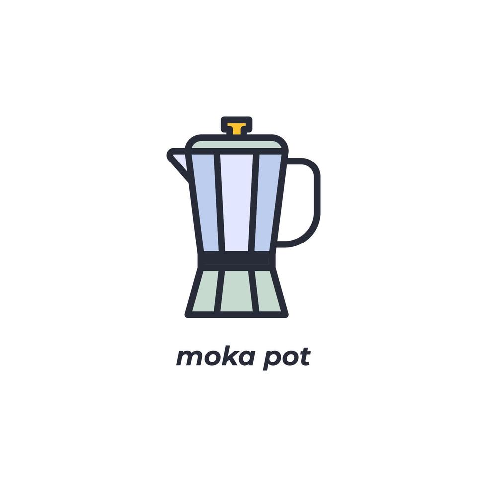 Vector sign moka pot symbol is isolated on a white background. icon color editable.