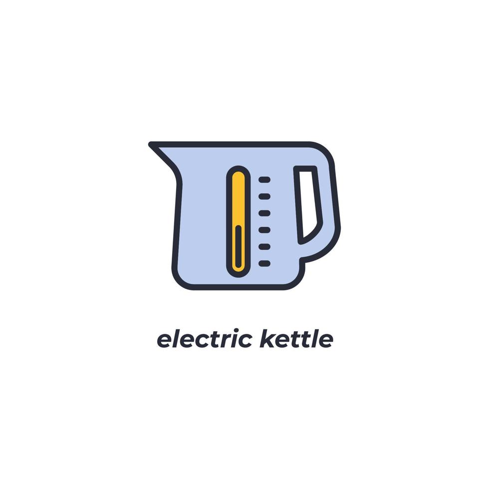 Vector sign electric kettle symbol is isolated on a white background. icon color editable.