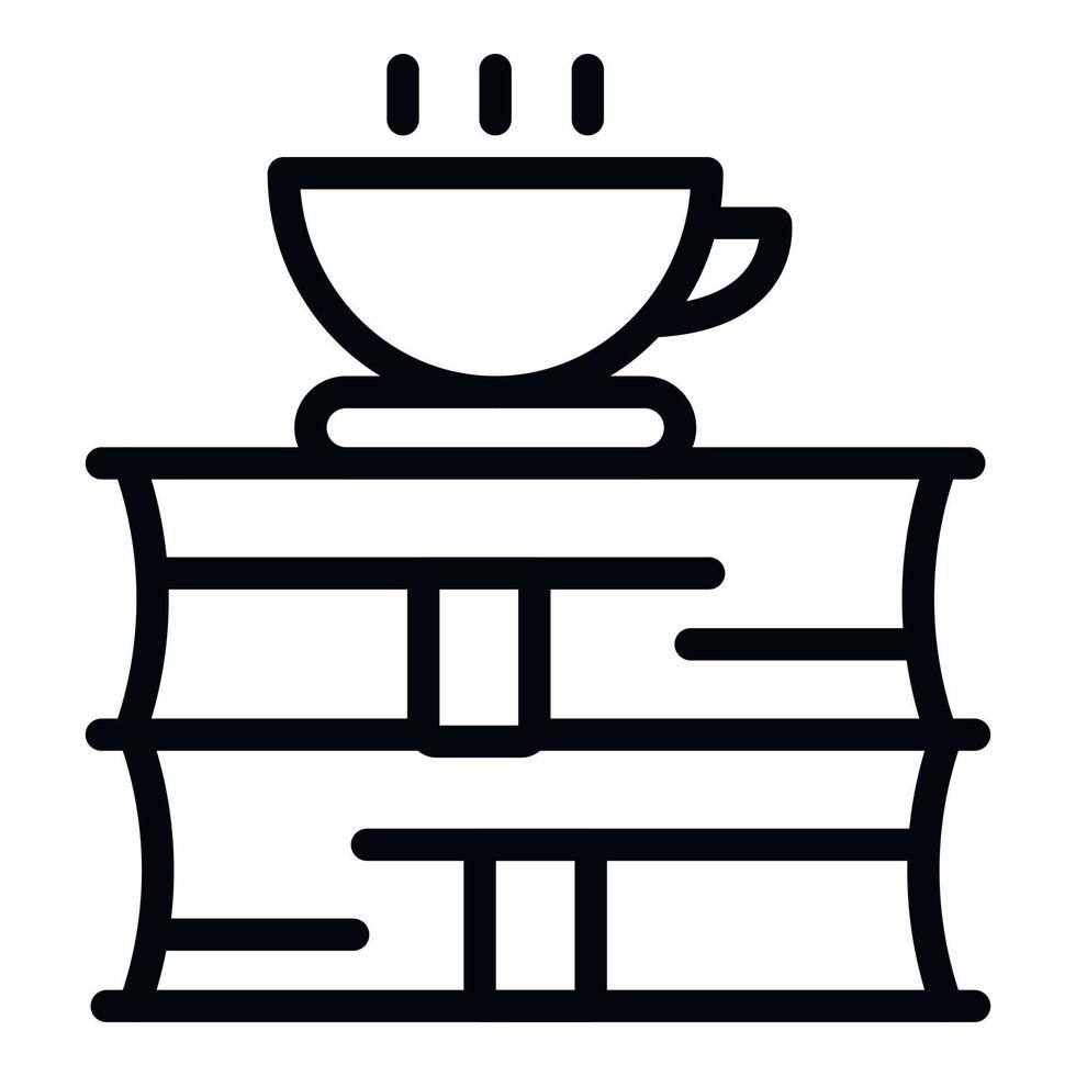 Tea cup stack book icon outline vector. Club student vector
