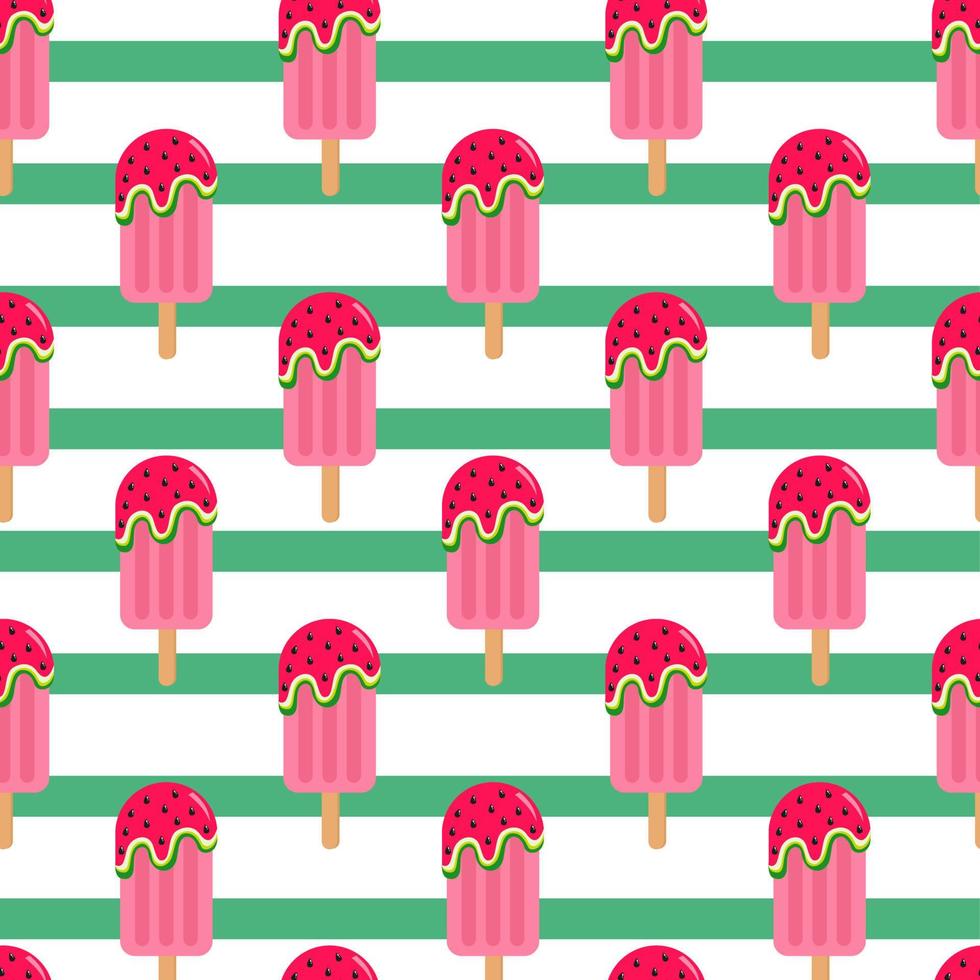 Seamless pattern background of watermelon ice cream on a stick vector