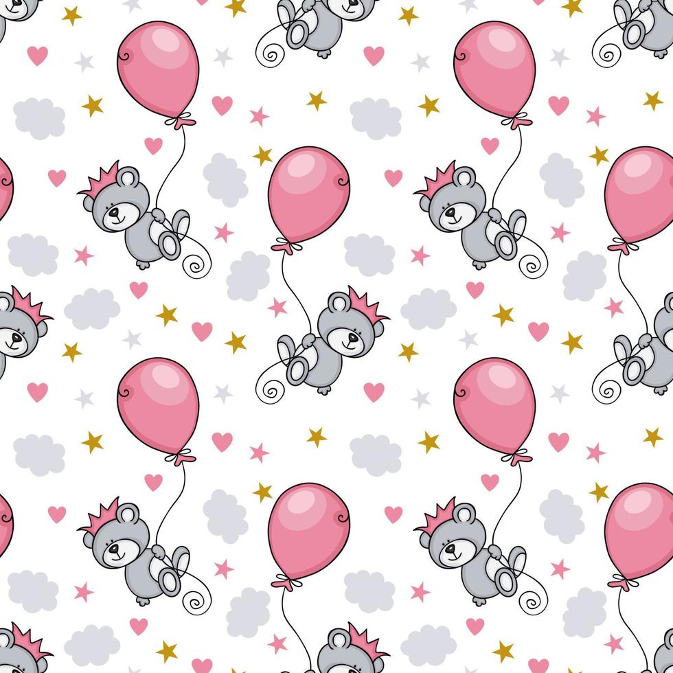 Sweet dreams seamless pattern background with adorable teddy bear vector